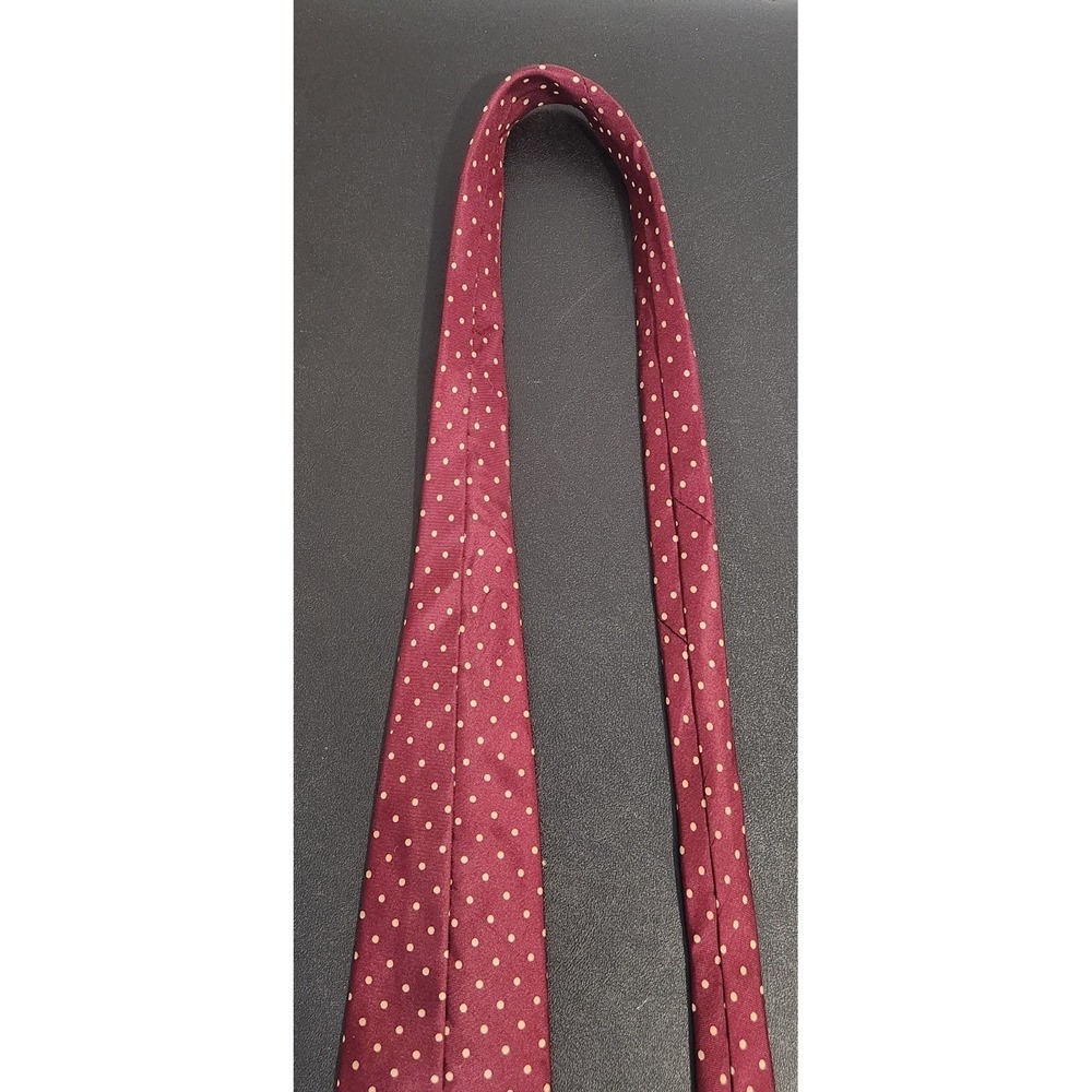 Andrew Scott Vintage Maroon Polka Dot Tie 58" Handmade 100% Silk - Picture 9 of 9
